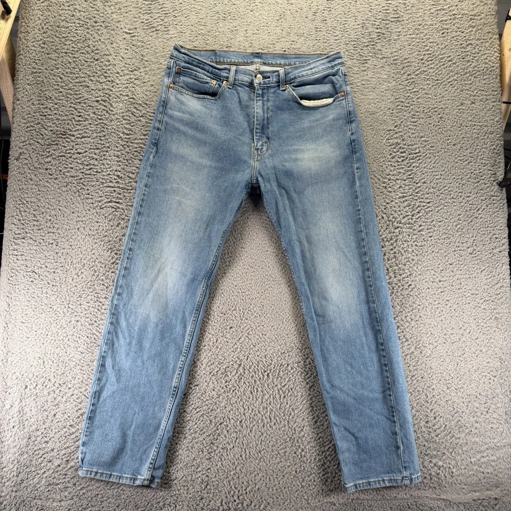 Levi's 505 Jeans Mens 36x32 Blue Cotton Denim Straight Faded Workwear Stretch